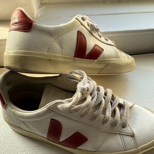 Veja White and Red Sneakers